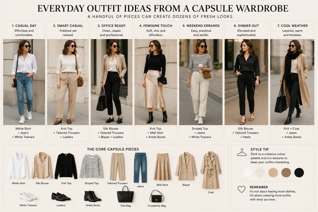 A handful of pieces can create dozens of fresh looks.