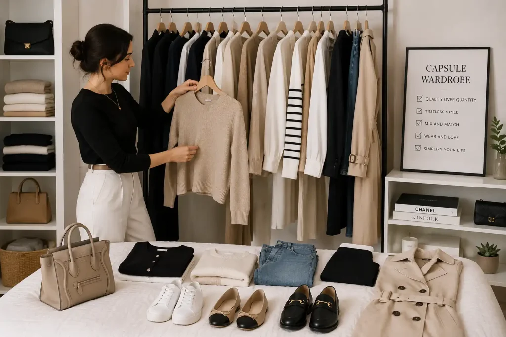 A capsule wardrobe lets you create polished looks in seconds.