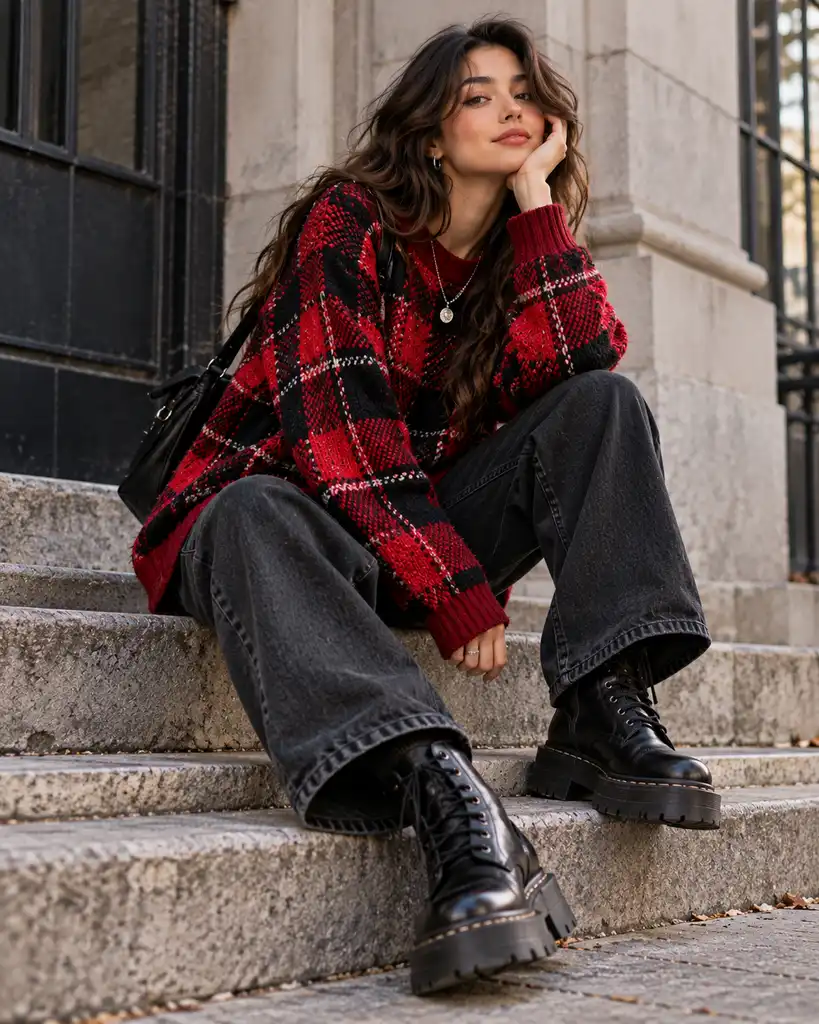Oversized Plaid Sweaters for a Street-Style Look